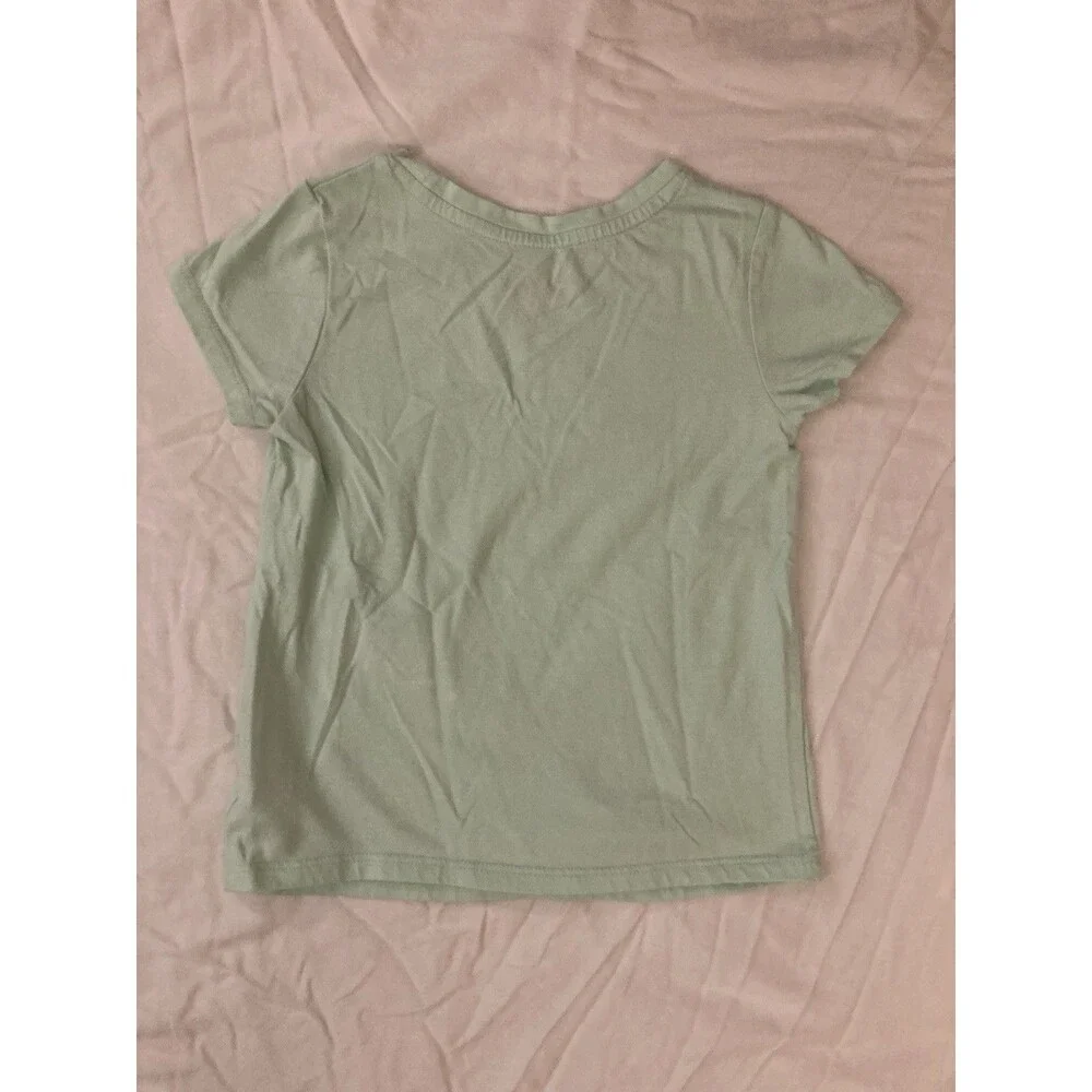 5T Cat & Jack girls clothes - 1 piece T shirt | solid mint green & cherry theme